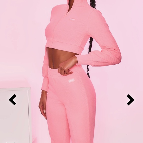 Bo&Tee Active Wear Sculpt Flare Trousers and Jacket Set Coral - Picture 7 of 9